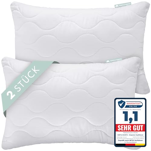 Gentle North Kopfkissen (40x60 cm groß) - 2er Set Kissen für Bett und als Dekokissen - Mit Reißverschluss für Füllung - Sofakissen - Zierkissen für Couch und Sofa - Ökotex - Waschbar bis 60° - Weiß