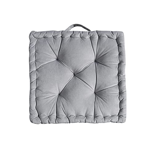 INSPIRE - Bodenkissen - LOIC - Samt - Polyester - Granit - 40x40x10 cm - Sitzkissen - Sitzerhöhung - Dekoratives Kissen