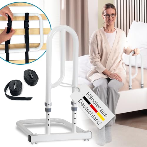 maxVitalis Bett Aufstehhilfe Bettgriff - Für mehr Unabhängigkeit und Komfort, Höhenverstellbarer Haltegriff für Senioren, weiß