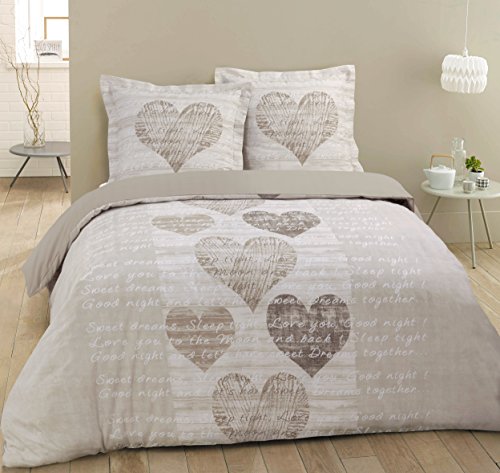 Vision Bettwäsche Alice – 240 x 220 cm – 100% Baumwolle, beige, 220 x 240 cm