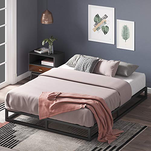 Zinus Joseph Bett 180x200 cm - Höhe 15 cm mit Stauraum unter dem Bett - Metall-Plattformbettrahmen mit Holzlattenrost - Schwarz