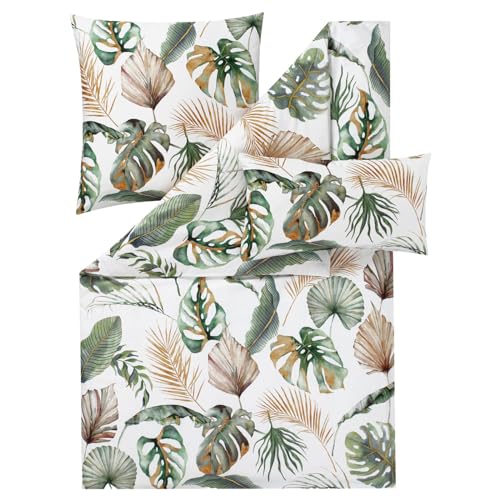ESTELLA Mako Satin Bettwäsche Orlanda grün 3-teilig (1 x 40x80 + 1 x 80x80 + 1 x 155x220 cm)