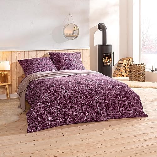 ESTELLA Feinflanell Bettwäsche Rovigo aubergine 1 Bettbezug 135 x 200 cm + 1 Kissenbezug 80 x 80 cm