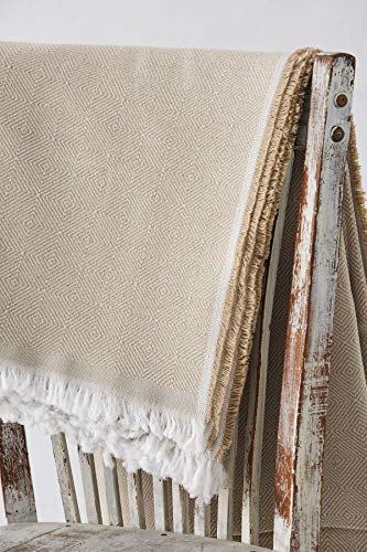 Textil-home Bettüberwurf, Mehrzweck/Plaid 130 x 180cm Dante - Eignet Sich als Sofaüberwurf und auch als Tagesdecke. Farbe Beige