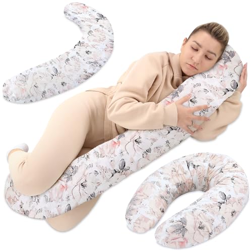 Totsy Baby Stillkissen XXL Seitenschläferkissen Baumwolle - Pregnancy Pillow Schwangerschaftskissen Lagerungskissen Erwachsene 190 cm Wilde Rose
