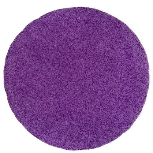 8-Natur Neu Rundes Stuhlkissen Filz lila violett aus 100% Merinofilz - Polster Sitzkissen mit ca. 35 cm Durchmesser für Stühle, Bänke und als Auflage