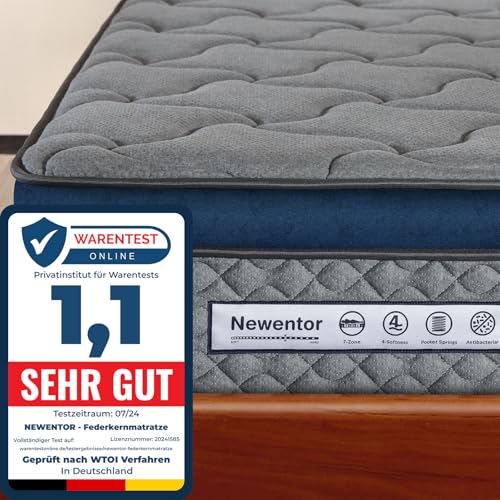 Newentor® Matratze Höhe 25 cm Härtegrad H3 Mittelfest Komfort/Support 100x200 cm - Kaltschaummatratze Öko-Tex Zertifiziert - Matratze für Kinder und Erwachsene - Orthopädische 7 Zonen Matratze