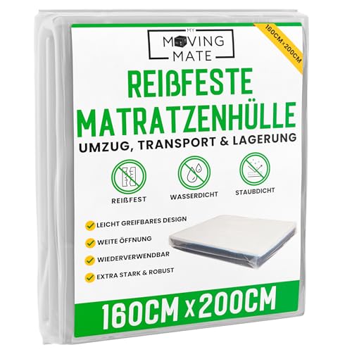 Matratzenhülle 160 x 200 cm für Umzug und Lagerung – Matratzenhülle Umzug und Lagerung – Matratzenhülle – Robuste, Wiederverwendbare, Reißfeste Matratzen Schutzhülle