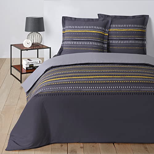 Vision - Bettwäsche Gaspard – Bettbezug 240 x 220 cm mit 2 Kissenbezügen für Standard-Doppelbett – 100% Baumwolle