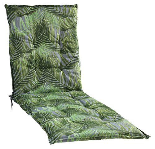 Liegenauflage Polsterauflage Gartenauflage | Grün | Palmenmotiv | 60 x 190 cm | Baumwolle | Polyester