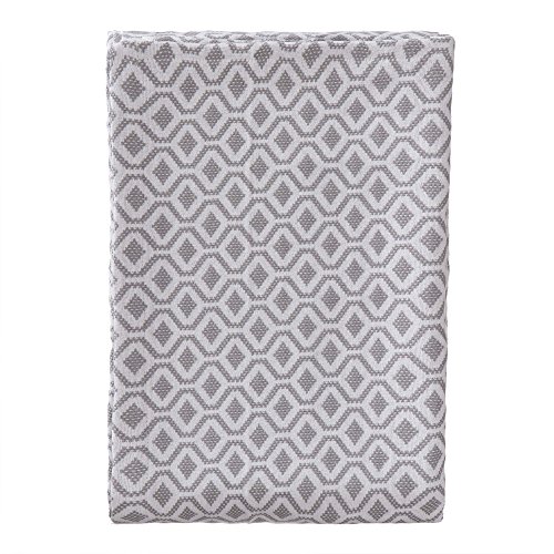 URBANARA 275x265 cm Tagesdecke/Plaid Viana Grau/Weiß — 100% Reine Baumwolle — Ideal als Bettüberwurf oder Kuscheldecke — im Diamantmuster — geeignet für Einzel- und Doppelbett