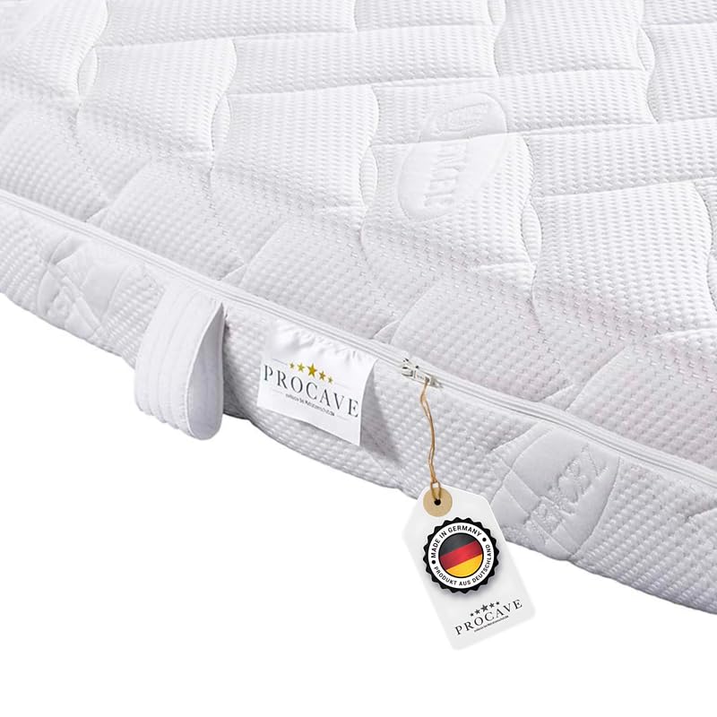 PROCAVE Lyocell Matratzenbezug versteppt, mit 4-Seiten Reißverschluss und 4 Handgriffen, 100% aus Deutschland in 90x190 cm für Matratzen-Höhe 12cm