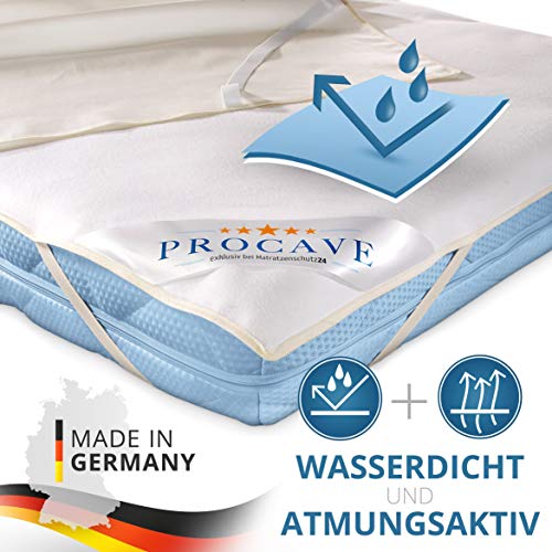 PROCAVE wasserdichter Matratzenschoner 80 x 220 cm - atmungsaktive Matratzenauflage, Made in Germany, weiß, Matratzenschutz ohne Knistern