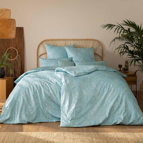 ESTELLA Bettwäsche Nathan Mako Satin 3-teilig (aquamarin 140, 1 x 40x80 + 1 x 80x80 + 1 x 135x200 cm)