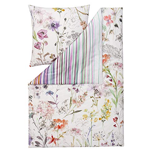 ESTELLA Feinflanell Bettwäsche Floral Multicolor 1 Bettbezug 135 x 200 cm + 1 Kissenbezug 80 x 80 cm