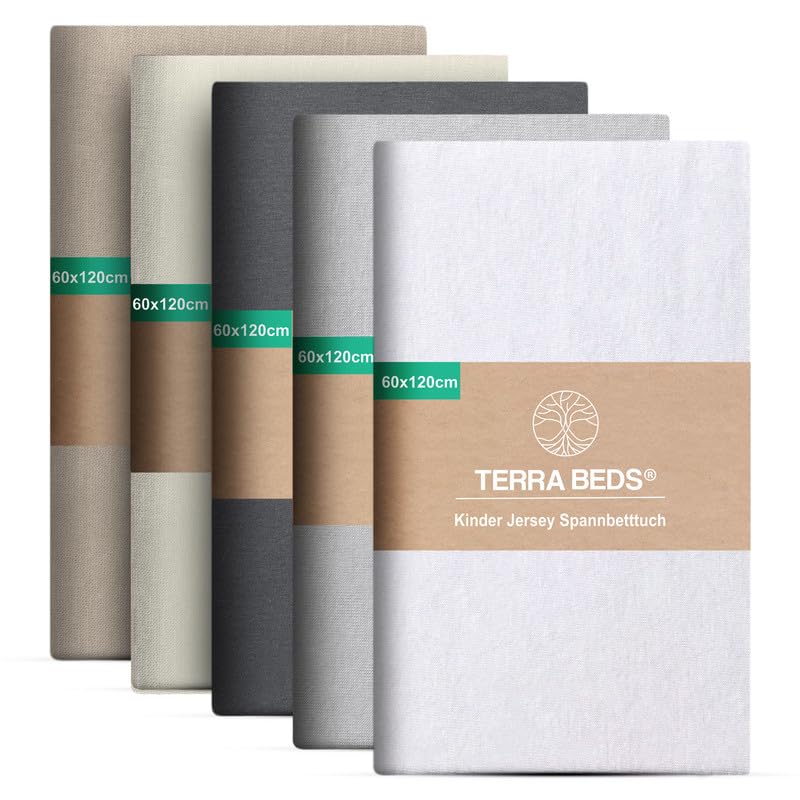 Terra Beds Premium Spannbettlaken 60x120 cm - 160g/m2-100% Hochwertiges Oeko-TEX Baumwoll Jersey Kinder Spannbetttuch – Erhältlich in 10 Farben