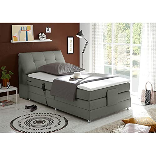 Lomadox Boxspringbett 120x200 cm Hotelbett Einzelbett Jugendbett elektrisch verstellbar in Artemis 18 Silver