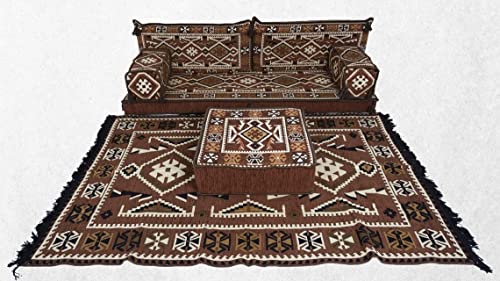 Türkischer Kelim, Bodensofa-Sitzgarnitur, traditionelles arabisches Sofa-Set, osmanische Couch, Bodenkissen, französische Matratze, arabische Majlis, arabische Jalsa