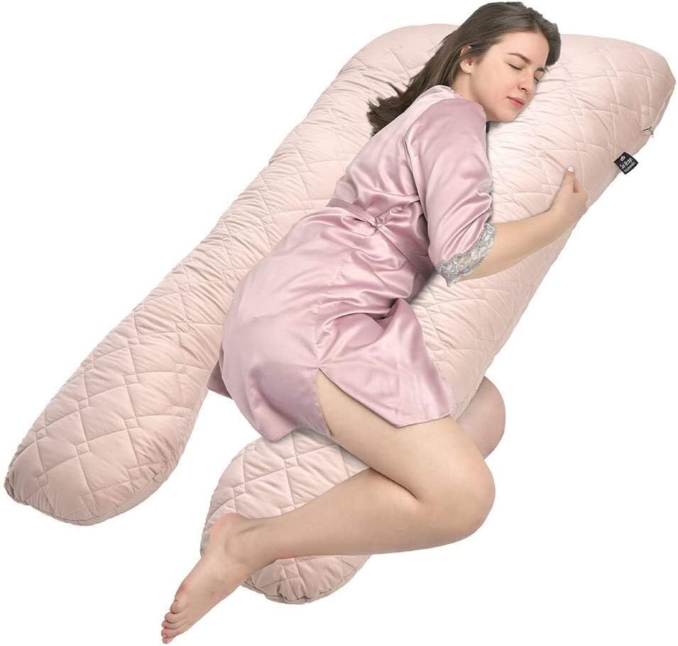 sei Design Seitenschläferkissen XXL gesteppt I multifunktionales Jumbo Komfortkissen I XXL Stillkissen Schwangerschaftskissen U Form Seitenschläfer Kissen Body Pillow