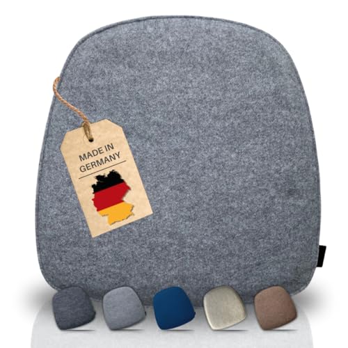 kontor28® - Sitzkissen Filz handgefertigt Made IN Germany | Sitzkissen Stuhl 39x40 cm aus rPET-Filz extra weiche und robuste Polsterung | Sitzauflage Stuhl für In- und Outdoor | grau 1er-Set