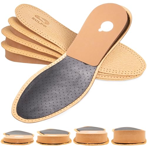Schuheinlagen Erhöhung - Einlegesohlen Leder Fersenkeil - Einlagen größer machen für Schuhe - Schuherhöhung Fersenerhöhung - Größe 39/40- Höhe 1 cm