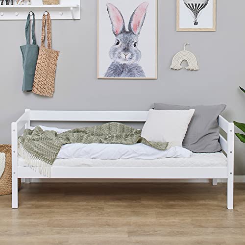 Hoppekids ECO Comfort Kinderbett 70x160 mit Lattenrost | Weiss | Nordisches Umweltzeichen Zertifiziert | FSC®-zertifiziertes massives Kiefernholz aus der EU