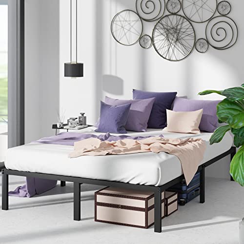 Zinus Van 40,6 cm Metallplatform Bettrahmen (Rounded Corner) mit Stahl-Slat Support, Metall, Schwarz, 190 x 150 cm