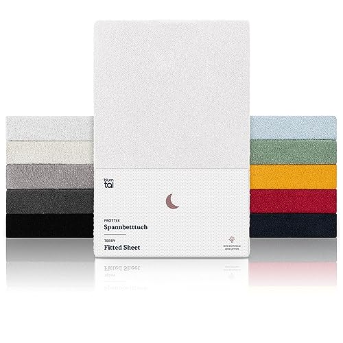 Blumtal® Frottee Spannbettlaken 180x200 cm - OEKO-TEX zertifiziertes Spannbetttuch 180x200cm - Frottee-Spannbettlaken bis 25cm Matratzenhöhe - Spannbettlaken Frottee 180x200cm warm - Bettlaken in Weiß