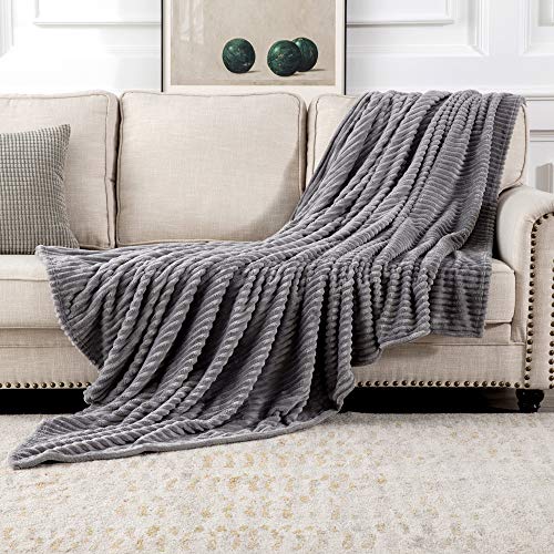 MIULEE Kuscheldecke Fleecedecke Flanell Decke Einfarbig Wohndecken Couchdecke Flauschig Überwurf Mikrofaser Tagesdecke Sofadecke Blanket Für Bett Sofa Schlafzimmer Büro 65x82Inch 170x210cm Grau