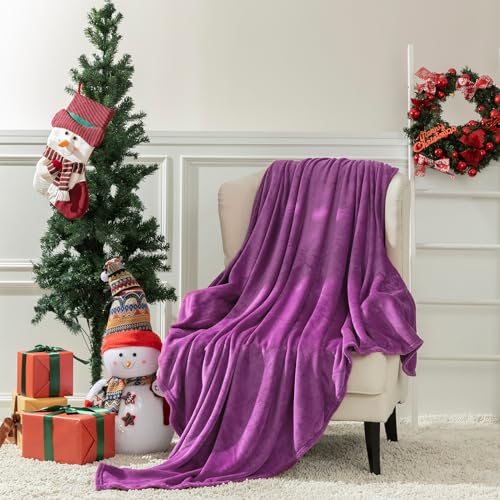 VOTOWN HOME Kuscheldecke Flauschig Decke, Warme Weiche Fleece für Sofa Bett Couch, Oeko-Tex zertifizierte Kuscheldecke XL, 150x200 cm Violett