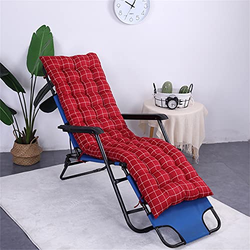 Morbuy Deckchair Auflagen für Gartenliegen, Sonnenliege Kissen Tragbare Garten Innenhof Gepolstertes Bett Relax-Liegestuhl Sitzauflage für Deckchair, Innen, Außen (53 * 170cm,Rot kariert)