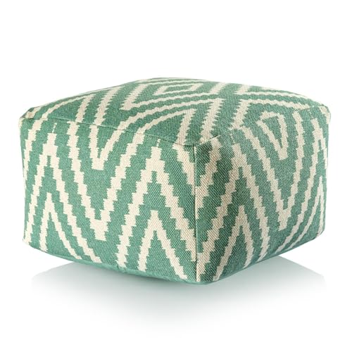 Fusshocker Pouf Sitzwürfel Kelim 50x35x50cm Bodenkissen Baumwolle Farbe mint