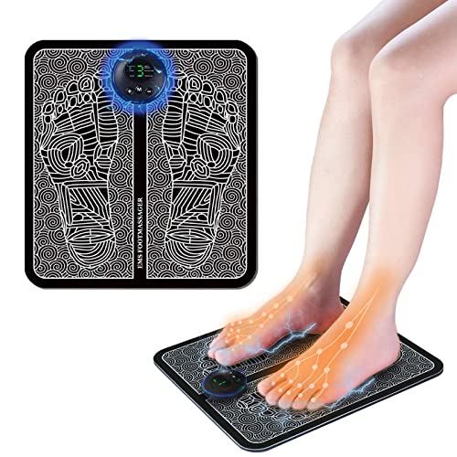 EMS Elektrisches Fußmassagegerät, tragbar elektronische Muskelstimulationsmassage, Fuß-Massagegerät, das die Durchblutung fördern und Muskelschmerzen lindert, 6 Modi & 9 Intensitätsstufen