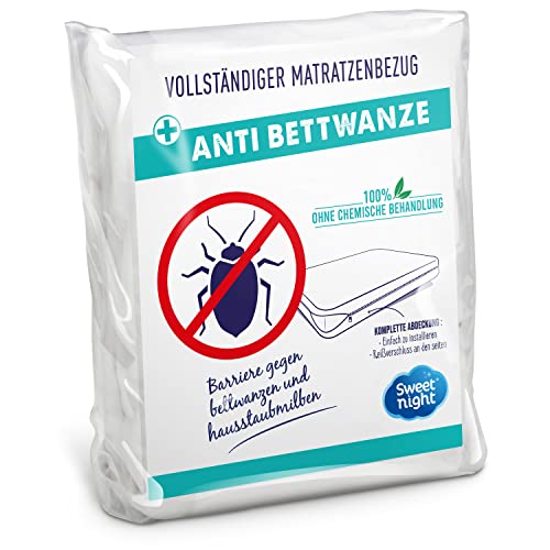 SWEET NIGHT Sweetnight - Vollmatratzenbezug 90x200 cm | Anti-Wanzen und Anti-Milben | Renove-Matratze: Schützt Ihre Matratze vollständig | Stille | Reißverschluss | Ohne chemische Behandlung