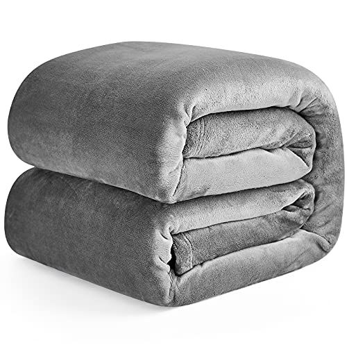 EHEYCIGA Kuscheldecke flauschig Grau, weiche warme Fleecedecke 220x240 als Decke Sofa, Wohndecke oder Couchdecke überwurf
