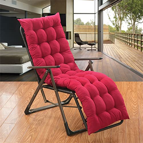 Morbuy Verdicken Deckchair Auflagen für Gartenliegen, Sonnenliege Kissen Tragbare Garten Innenhof Gepolstertes Bett Relax-Liegestuhl Sitzauflage für Deckchair, Innen, Außen (48x158cm,Rot)