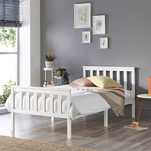 Aspire Beds Atlantic Massives zeitloses weißes Holzbett - Elegant im Shaker-Design, Hochwertige Materialien, Einfache Montage, Vielseitig, Robust