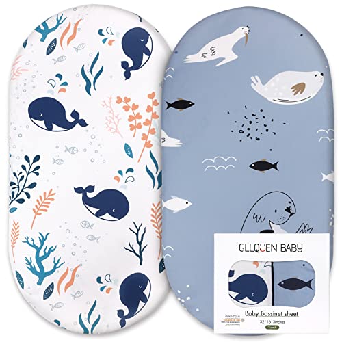 GLLQUEN BABY Bettlaken Spannbettlaken für Babybett 2 Pack,Matratzenschoner für Laufgitter, Oeko-tex100 Moseskorb Stubenwagen Baby Spannbetttuch Bezug, Kinderwagen Matratzenbezug für Neugeborenes