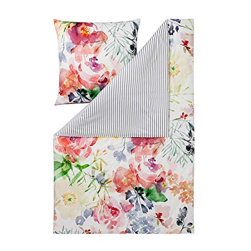 ESTELLA Mako-Satin Bettwäsche Rose Multicolor 1 Bettbezug 135 x 200 cm + 1 Kissenbezug 80 x 80 cm