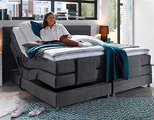 Froschkönig24 Alabama elektrisches Motor Boxspringbett 180x200cm Verstellbar Bett Anthrazit, Ausführung:Variante 1