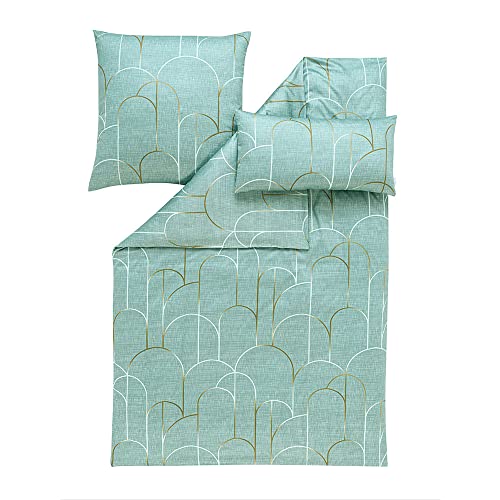 ESTELLA Atelier Mako-Satin Bettwäsche Archie Farbe alge Größe 135x200 + 80x80 + 40x80