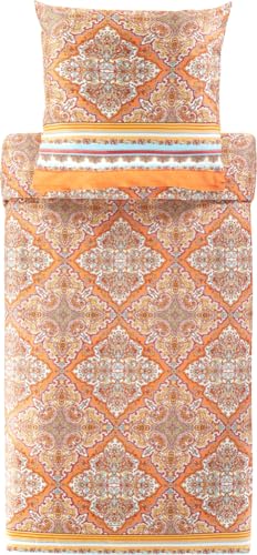 Bassetti MARECHIARO Bettwäsche + 1 Kissenhülle aus 100% Baumwollsatin in der Farbe Orange O1, Maße: 135x200 + 1 K 80x80 cm - 9327376