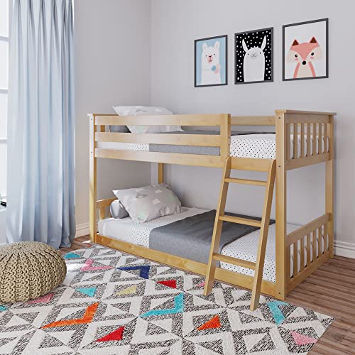 Max & Lily platzsparendes niedriges Etagenbett für Kinder, aus neuseeländischem Kiefernholz, inklusive Lattenrost, 200x90cm-Bettgestell auf beiden Etagen, für Jungen & Mädchen, natürlicher Farbton