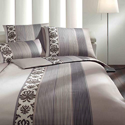 Joop! Mako Satin Bettwäsche Ornament Stripes 4022/7 Graphit Grau 135x200 cm