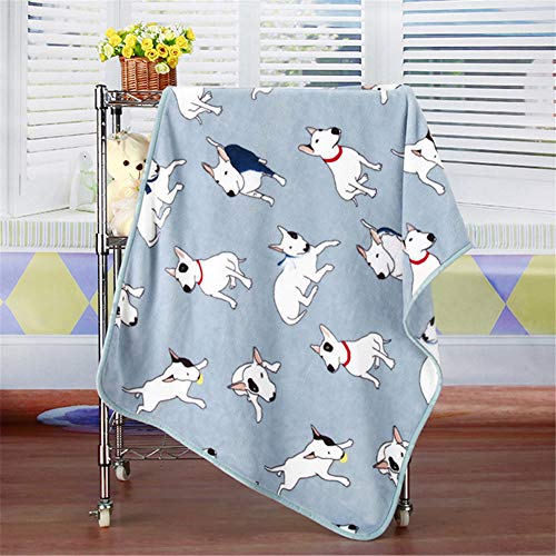 Treer kuscheldecken kinderzimmer Tagesdecke für Kinder Flanell Weiche Wohndecke Sofadecke Reisedecke Decke Tagesdecke für Sofa und Bett 100x75 cm (100x75 cm,Blue Bull Terrier)