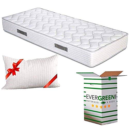 EVERGREENWEB - Orthopädische Weiße Matratze 75x190 Höhe 20 cm + Visco Kissen GRATIS Kaltschaummatratze mit MASSAGEEFFEKT Atmungsaktiv Milbendicht Bezug für Lattenrost oder Bett ITALIENISCHE Angebote