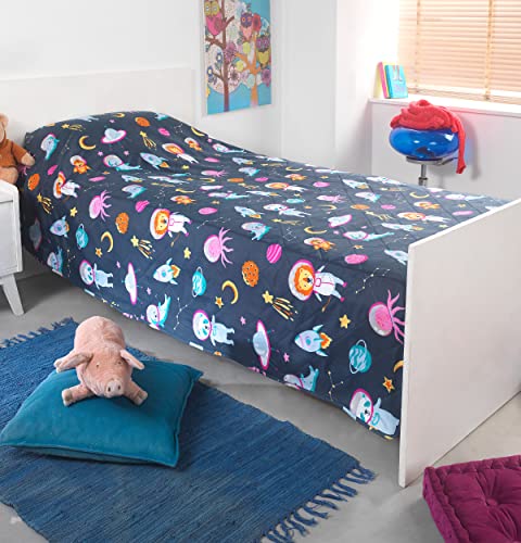 Kuscheli® Kinder Tagesdecke für Kinderbett Weltraum Spieldecke Kuscheldecke Krabbeldecke Bettüberwurf