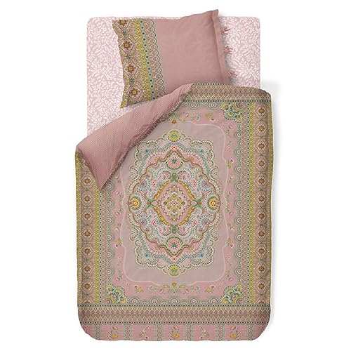 PiP Studio Bettwäsche Majorelle Carpet Pink Rosa Blumen Blüten Ornamente Streifen Paisley Wendedesign Perkal, Größe:Zusatzkissenbezug 40x80 cm