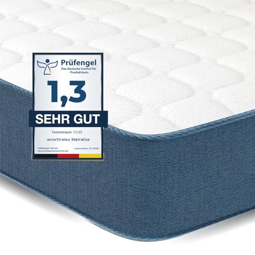 wowttrelax Matratze H4 XL Härtegrad Höhe 20cm, 7-Zonen-Unterstützung mit Ausrichtung der Wirbelsäule, Druckentlastung Taschenfedern Matratzen - 30 Tage Schlafversuch (140x190cm)