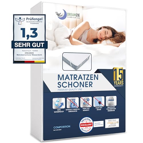 Dreamzie Matratzenschoner 200 x 220 cm Wasserdicht Oeko-TEX Zertifiziert Atmungsaktive Matratzenauflage